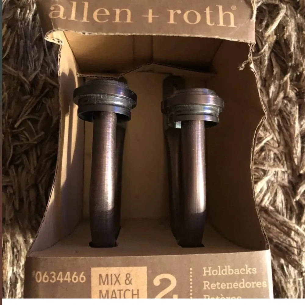 Allen + Roth Oil Rubbed Bronze Steel Curtain Holdbacks 2 Pack New NIB